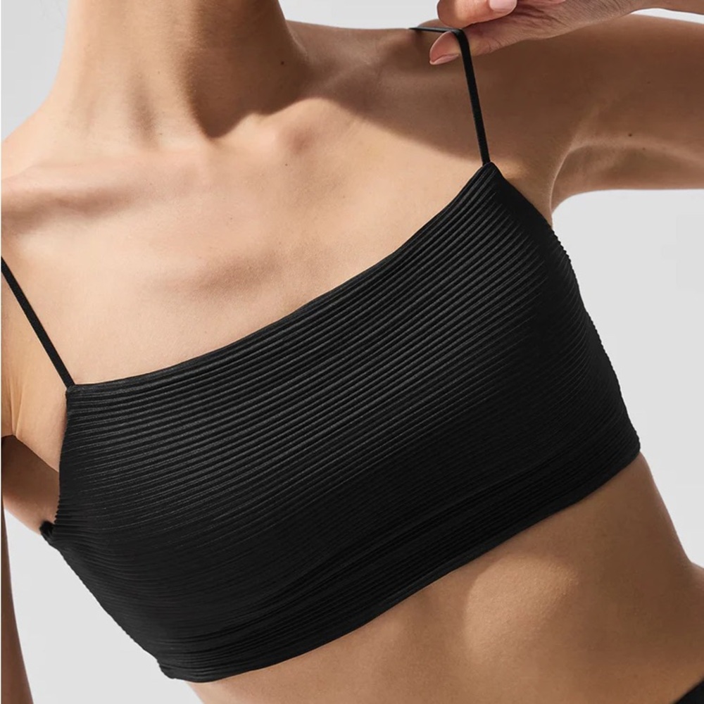 Alo Yoga Micro Plisse Game On Bra Black XS
